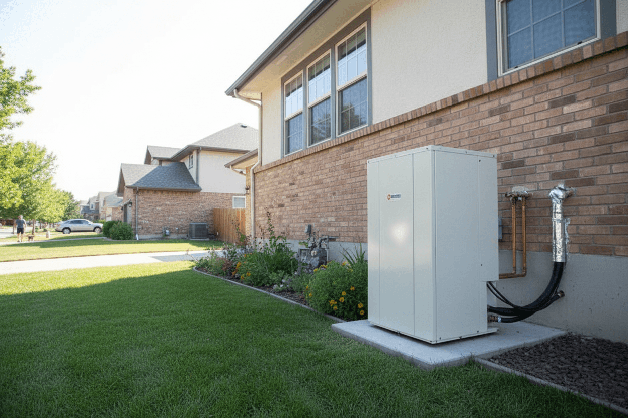 A heat pump installation job seen in full